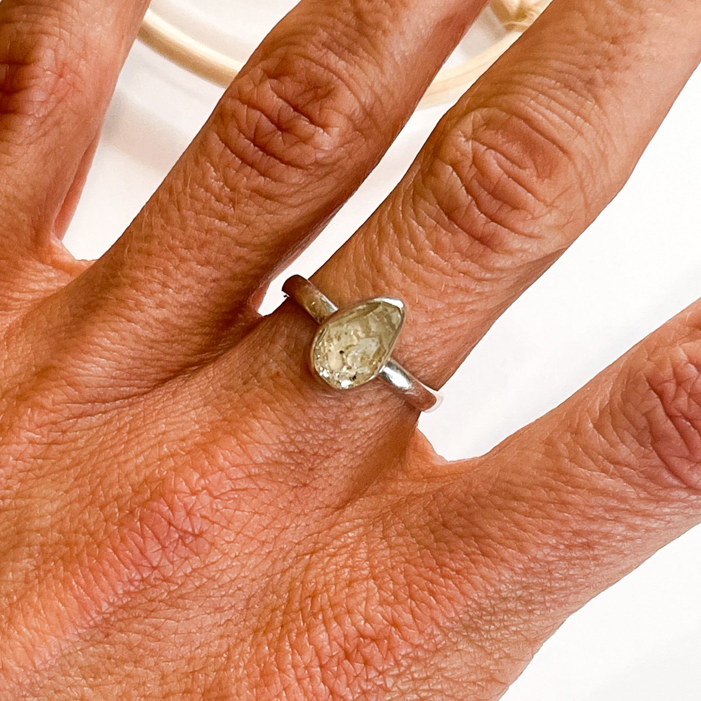 Dainty Freeform Herkimer Ring - Solid Sterling Silver