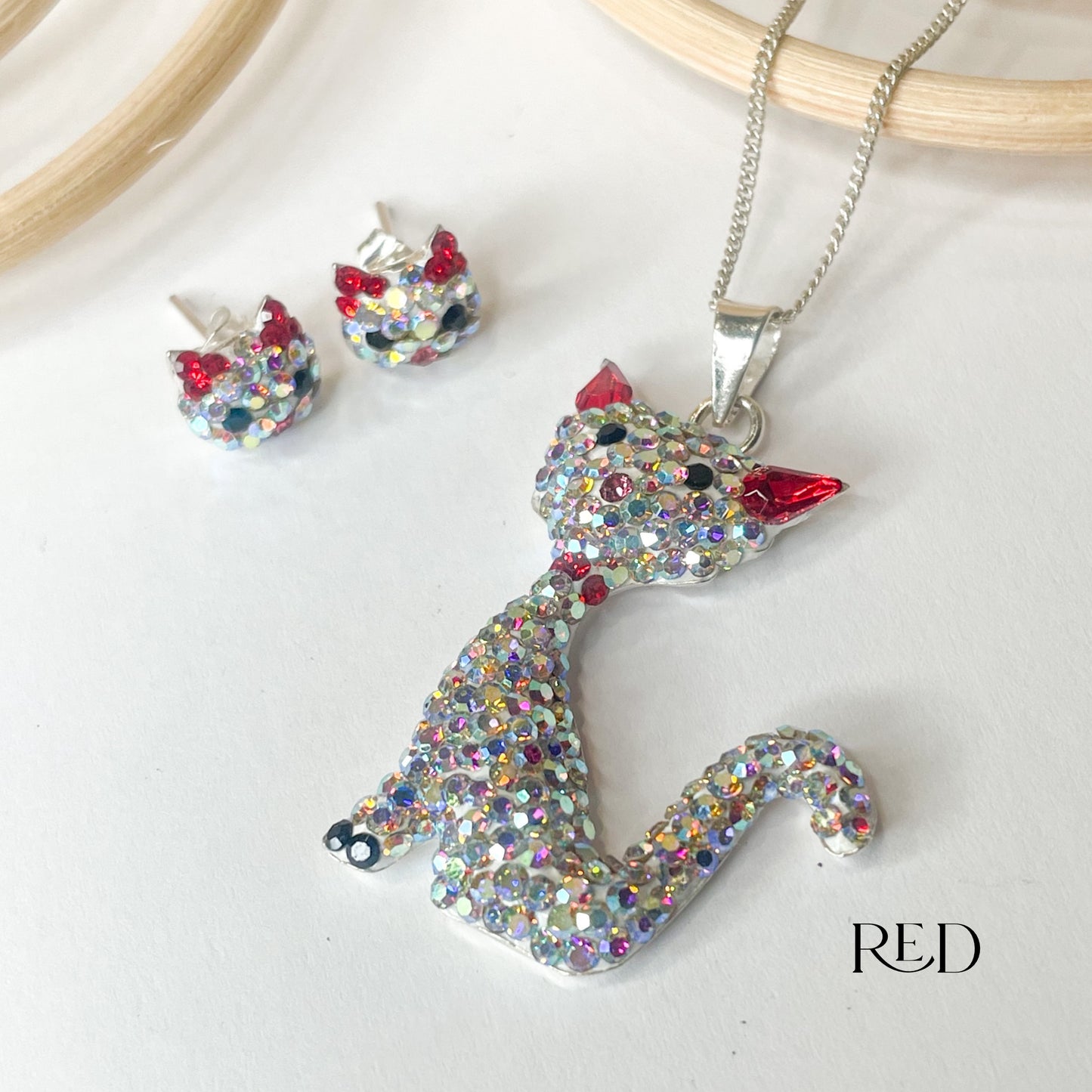 Mosaic Sparkle Cat - Solid Sterling Silver