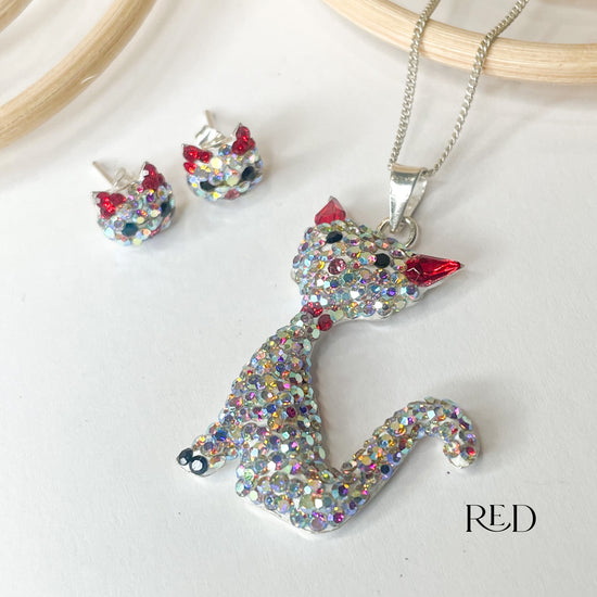 Mosaic Sparkle Cat - Solid Sterling Silver