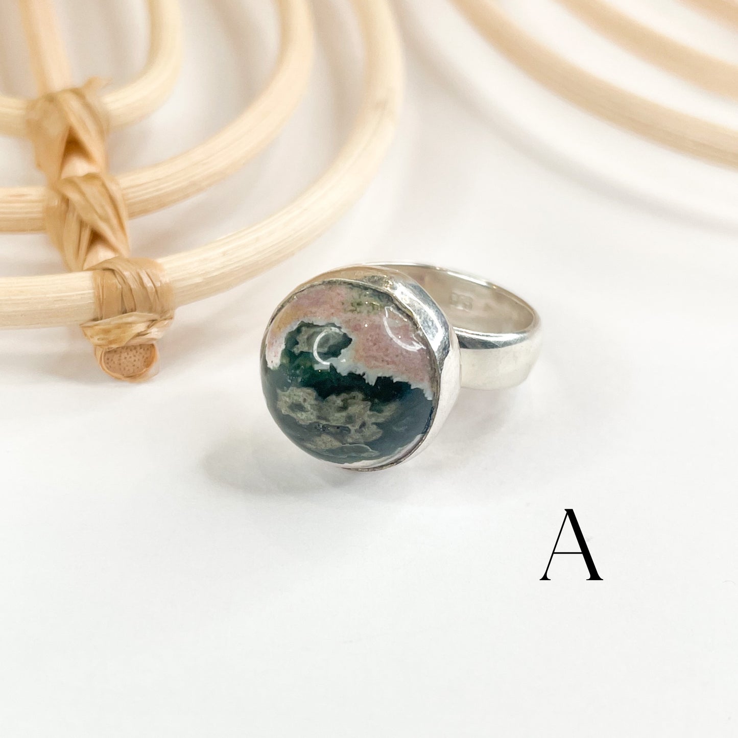 Ocean Jasper Round Ring - Both Metals