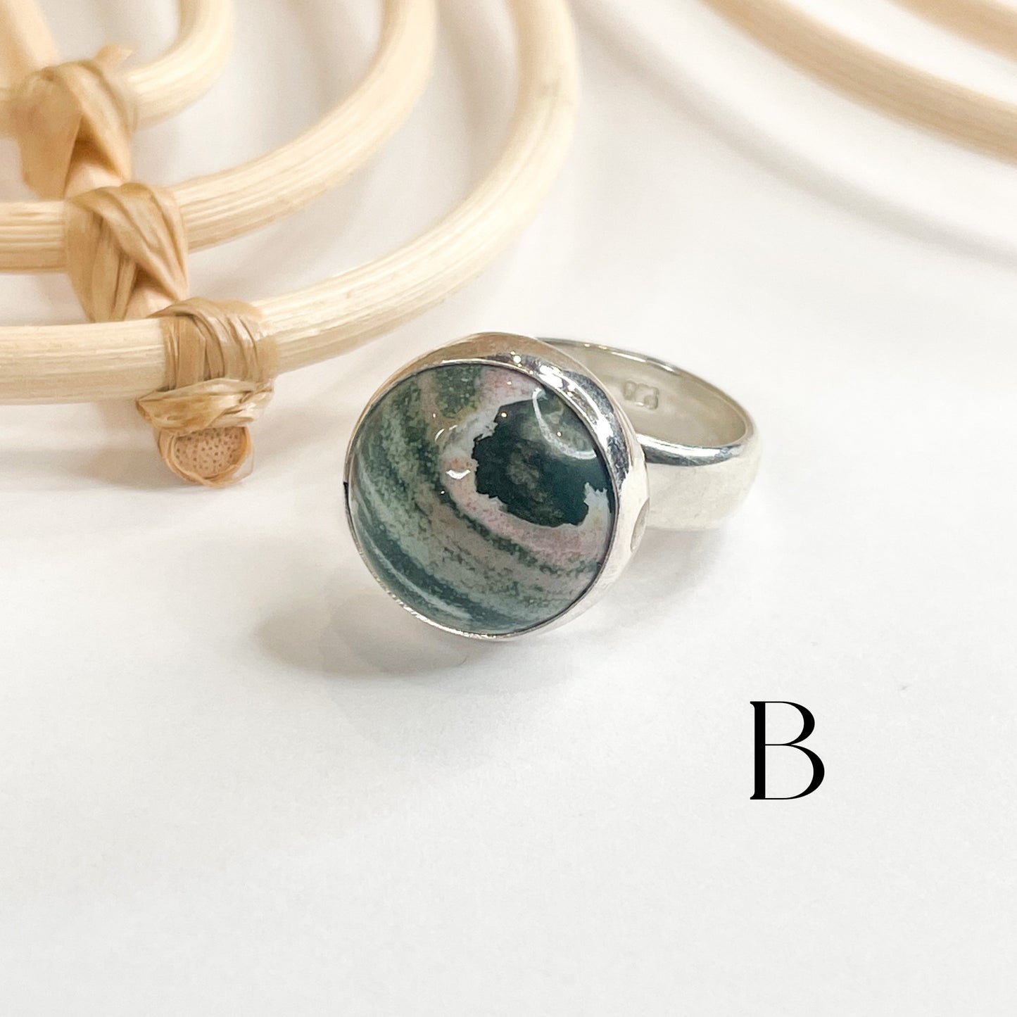 Ocean Jasper Round Ring - Both Metals