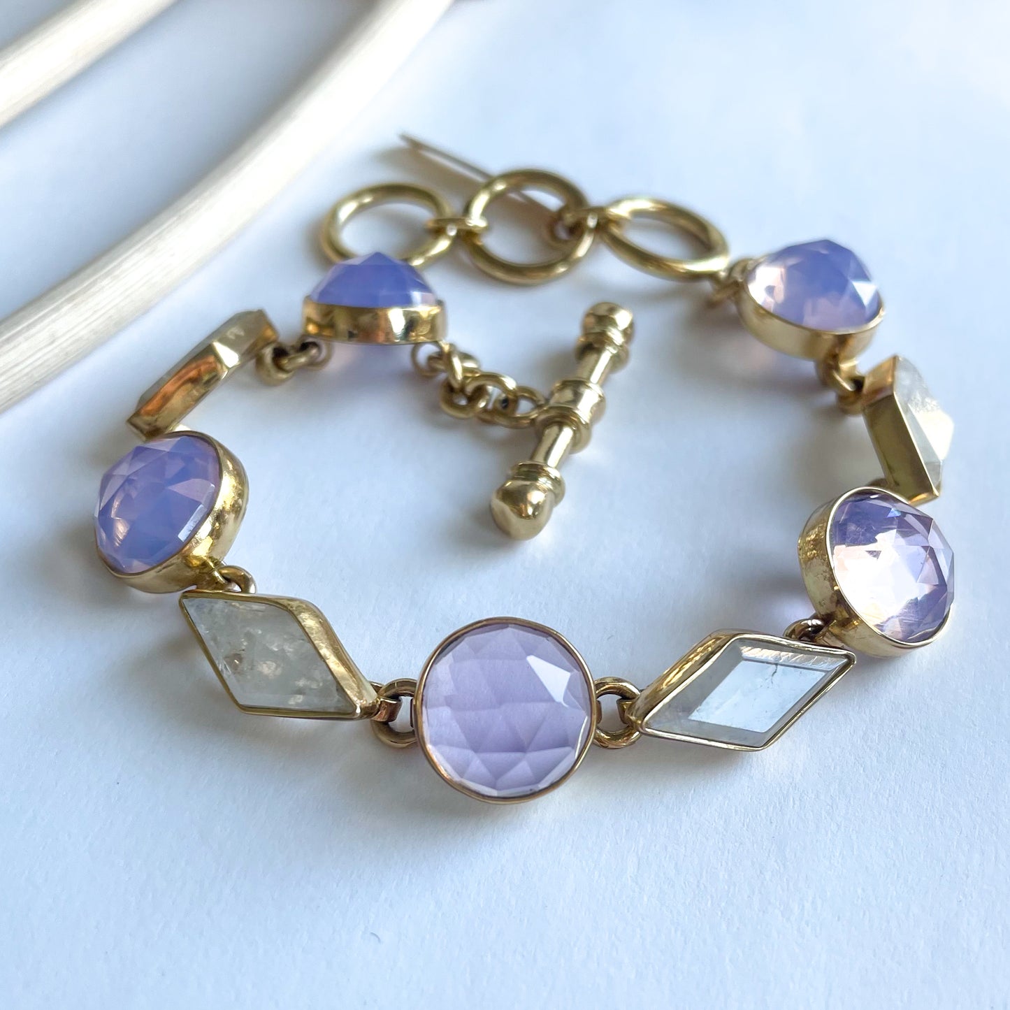 Hydro Lavender & Rainbow Moonstone Bracelet - Both Metals
