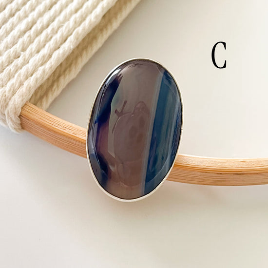 Statement Botswana Agate Rings - Solid Sterling Silver