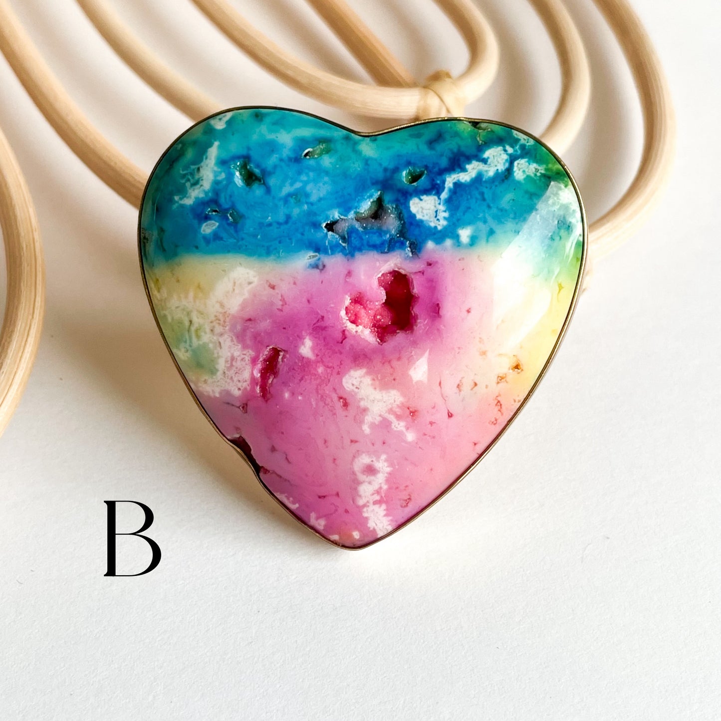 Solar Druzy Heart Statement Ring