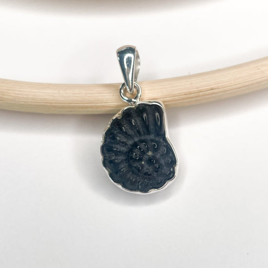 Load image into Gallery viewer, Silver Sheen Obsidian Shell - Solid Sterling Silver
