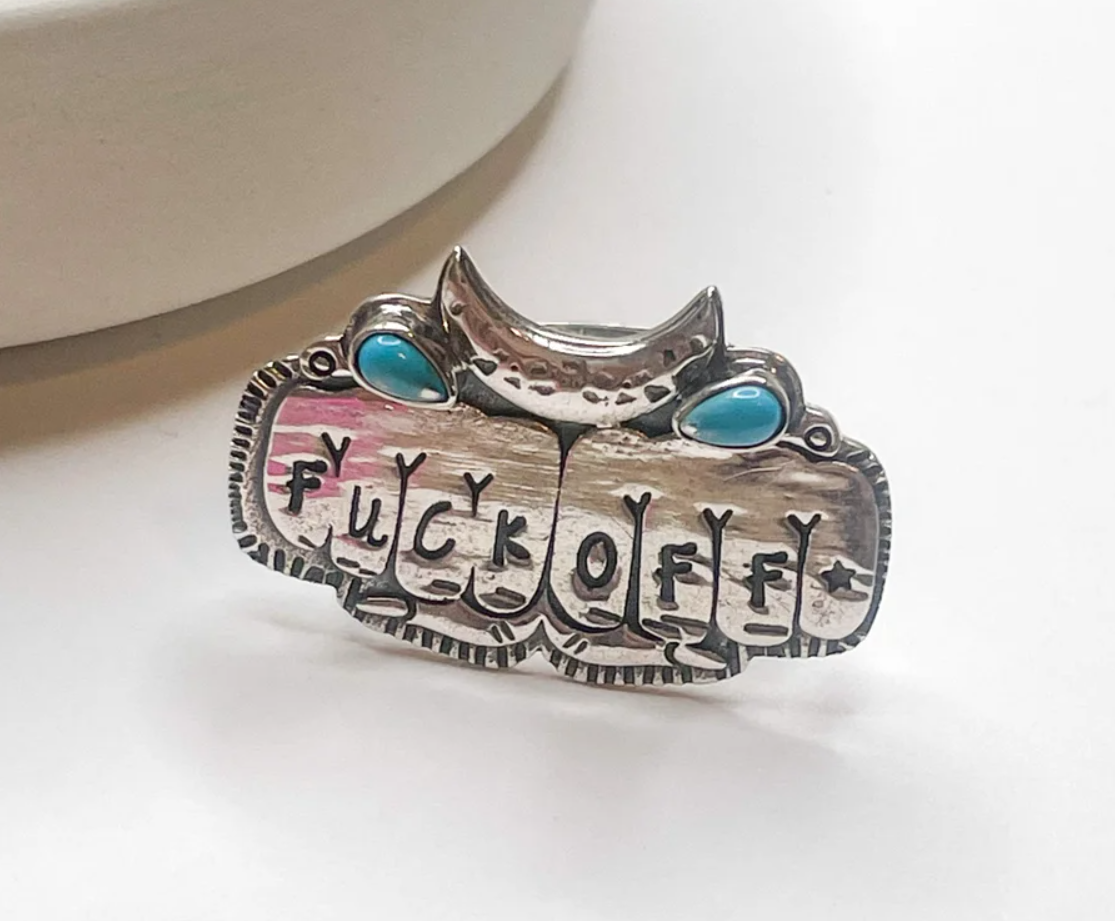 F*** Off Adjustable Ring - Solid Sterling Silver