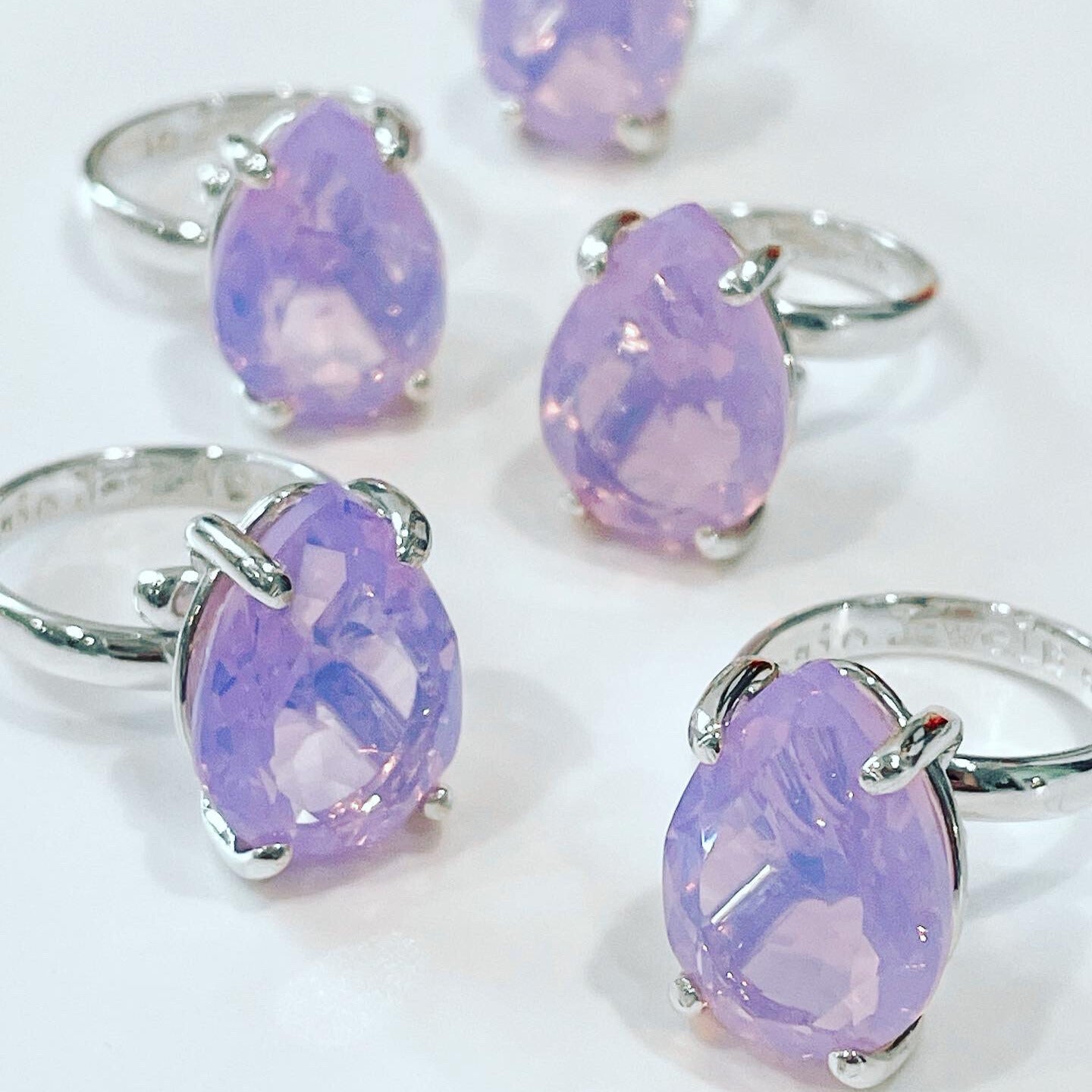 Hydro Teardrop Lavender Quartz Prong Ring - SSS