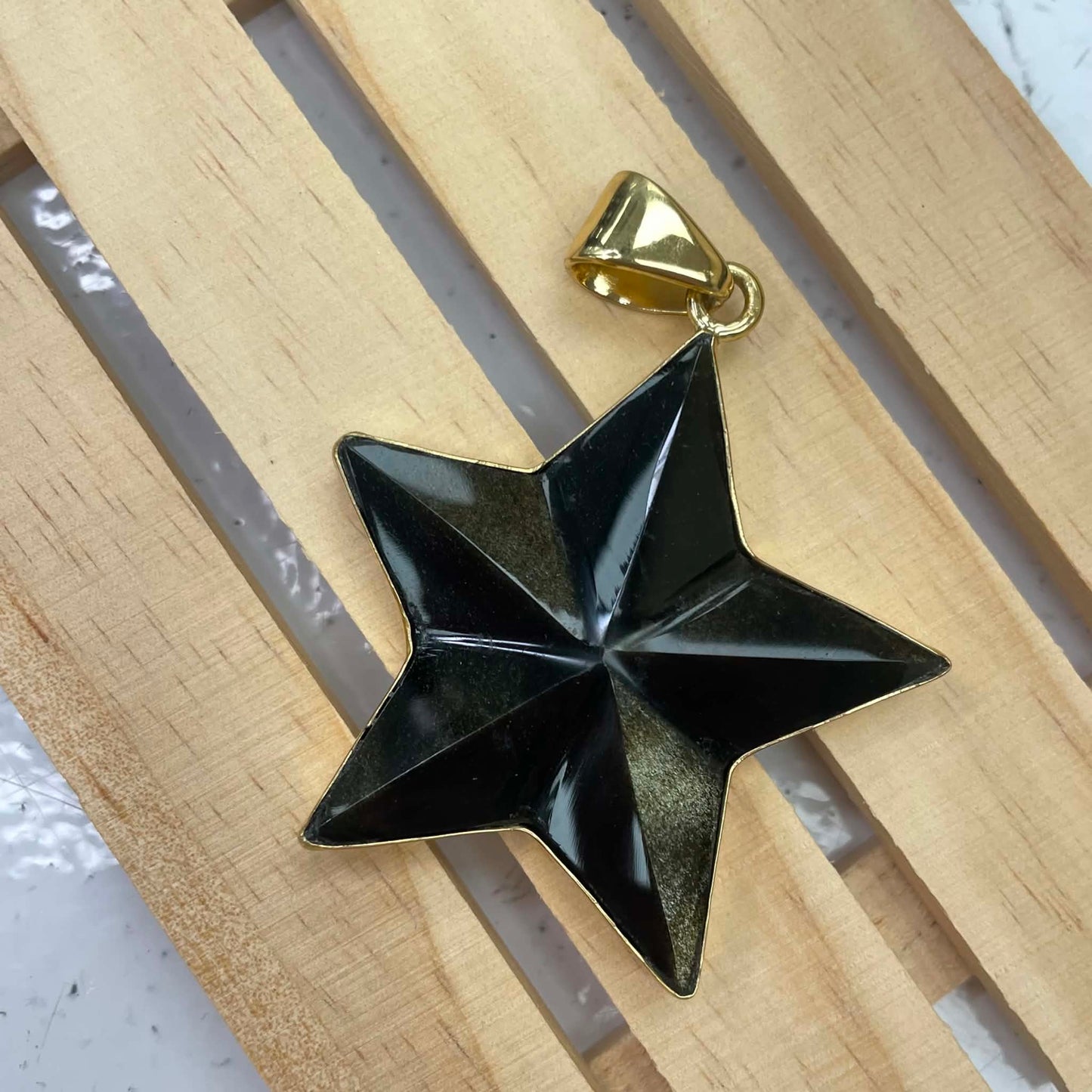 Silver Sheen Obsidian Star or Moon Pendants - Alchemia