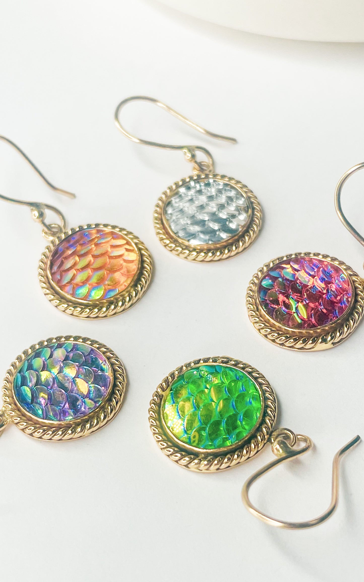 Mermaid Scale Resin Rope Earrings - Alchemia