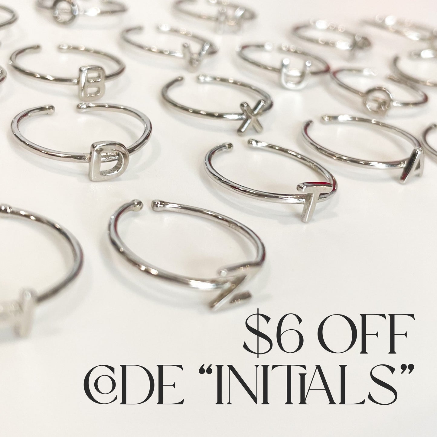 Dainty Initials Rings - Solid Sterling Silver