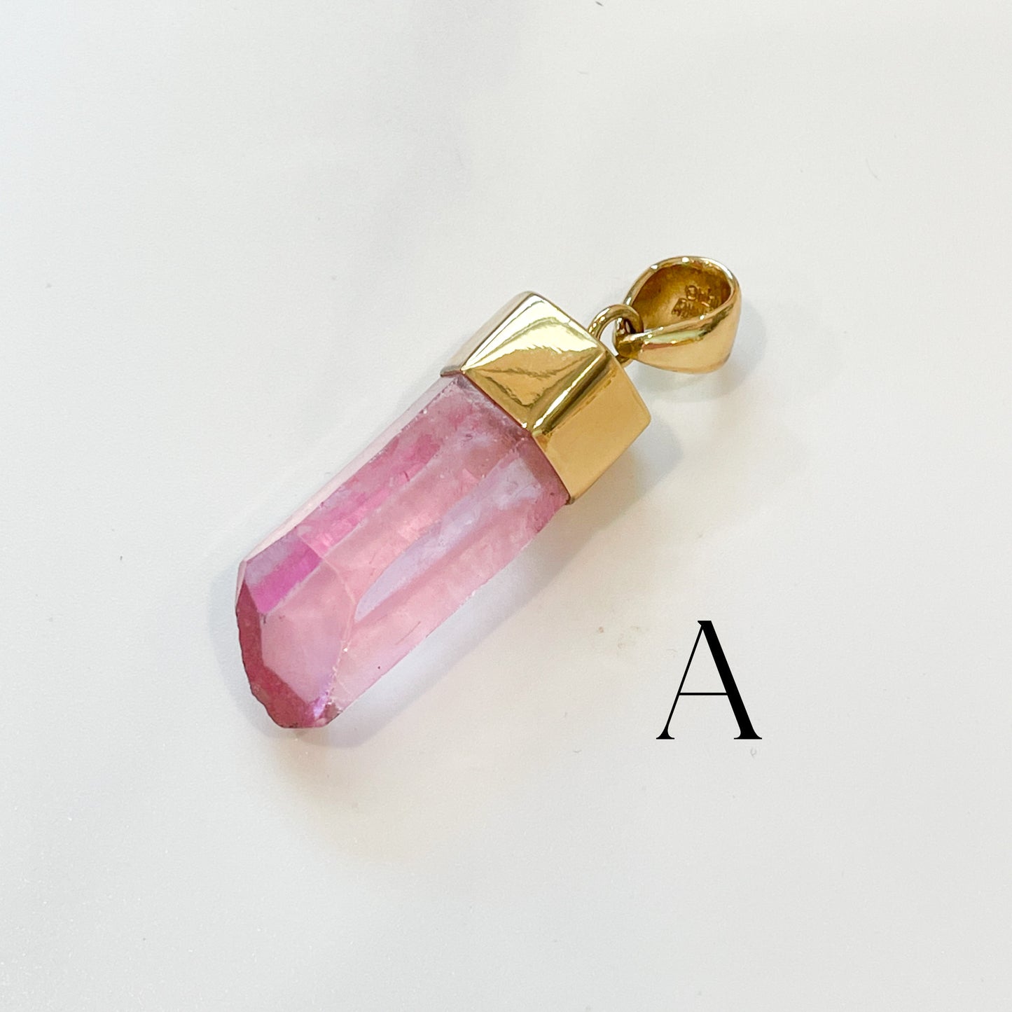 Chunky Pink Aura Quartz Point Pendant - Alchemia