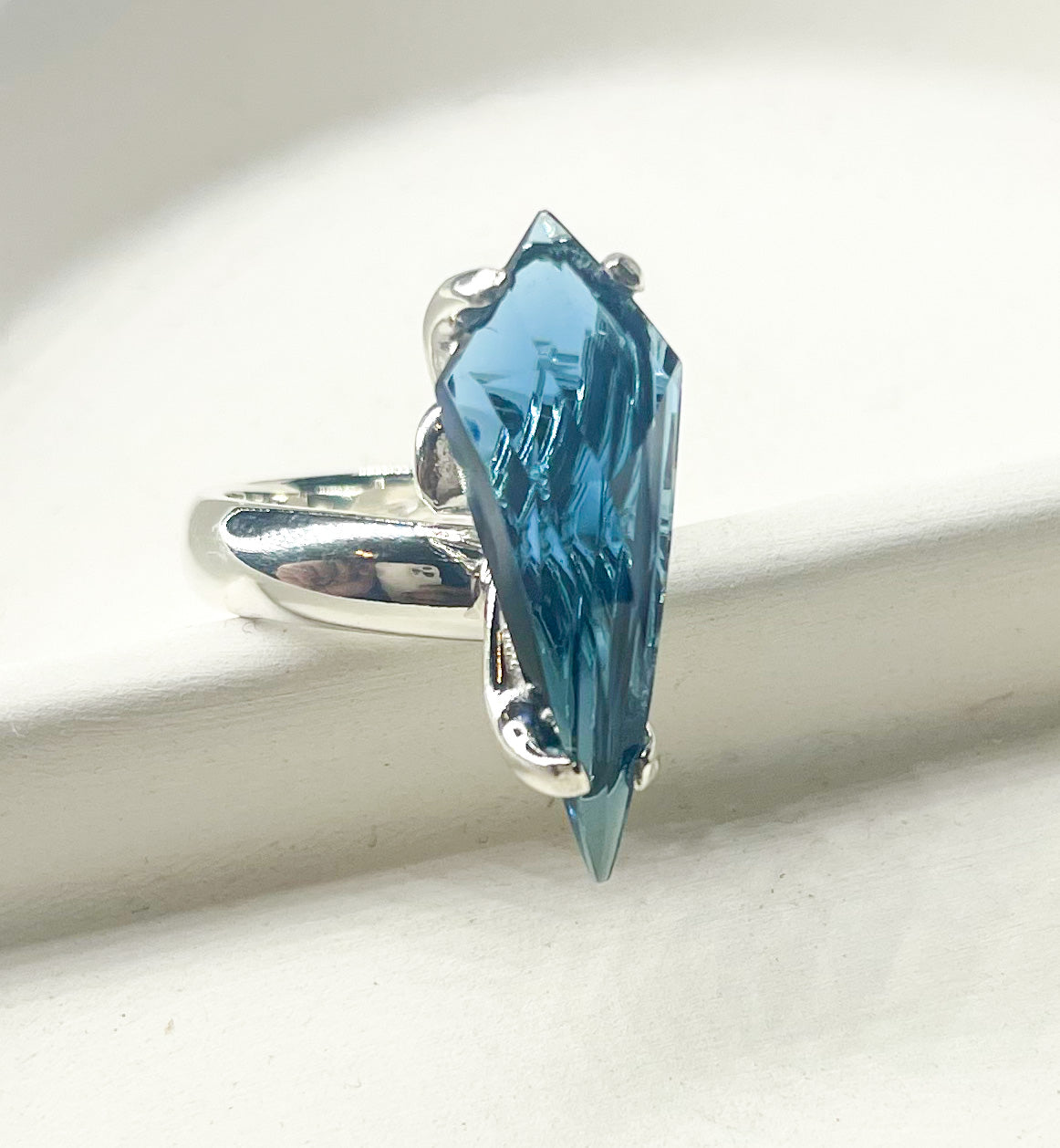 Gemstone Slender Kite Prong Ring - Both Metals