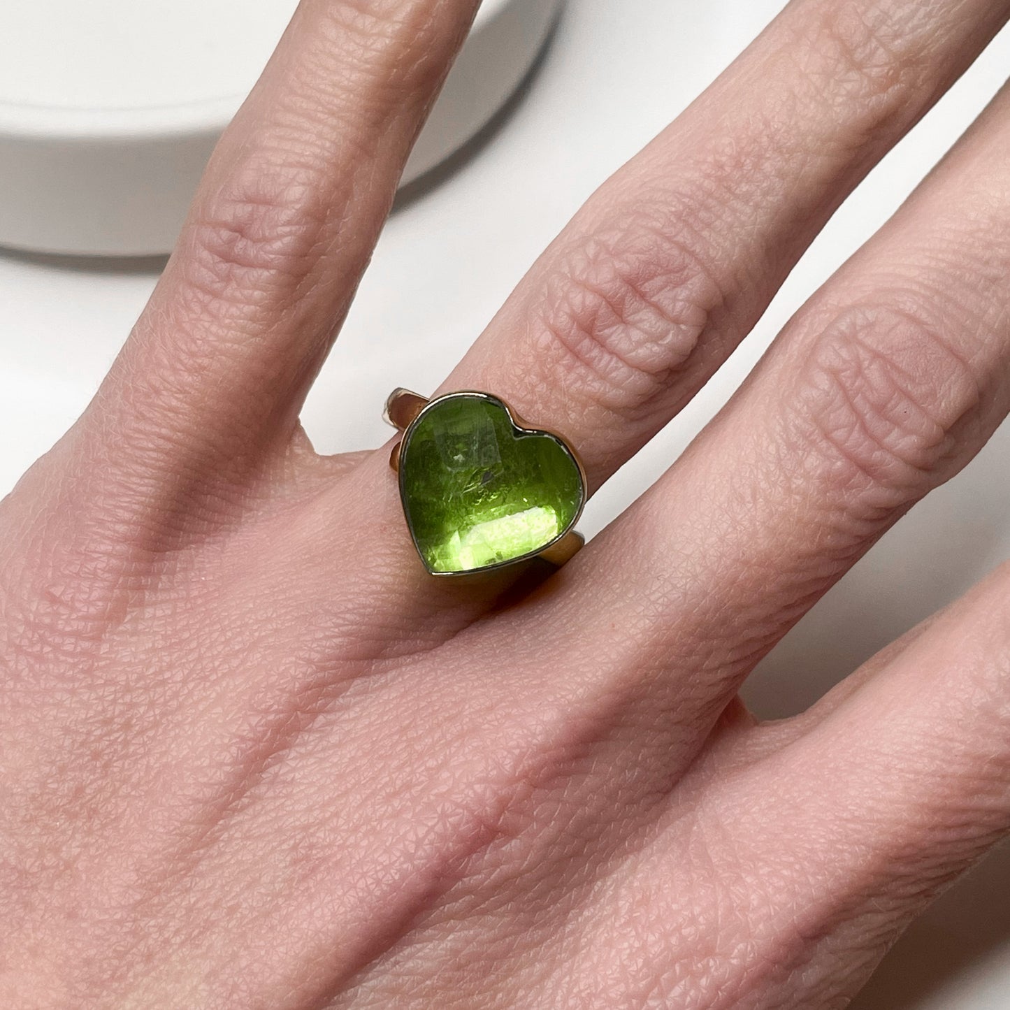 Green Resin Heart Ring - Alchemia Gold
