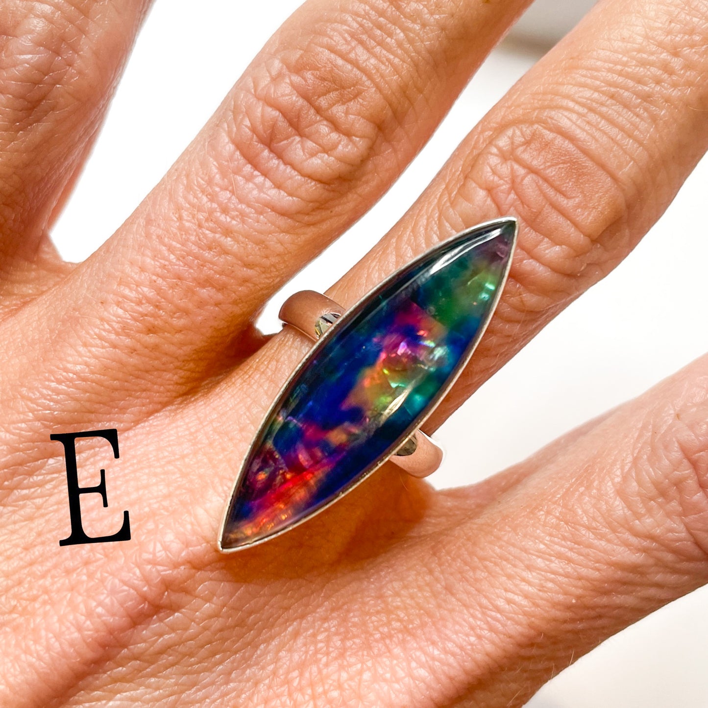 Ammonite Marquise Doublet Ring - Both Metals