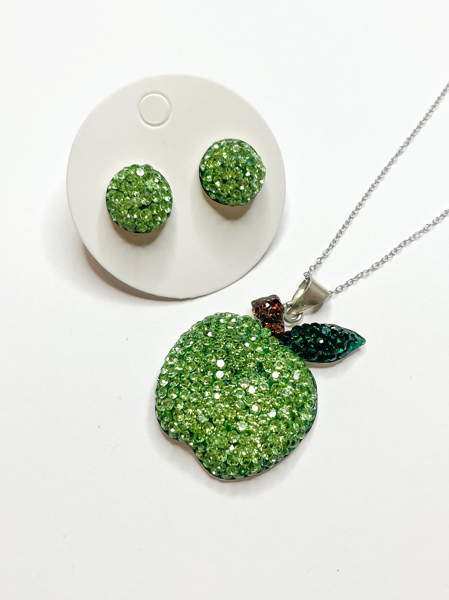 Apple or Watermelon Fruit Mosaic Set - Solid Sterling Silver