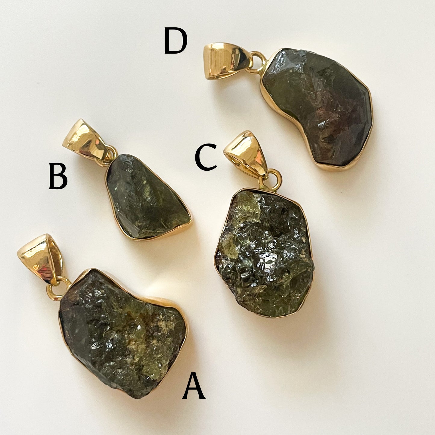 Raw Green Garnet Pendant - Alchemia