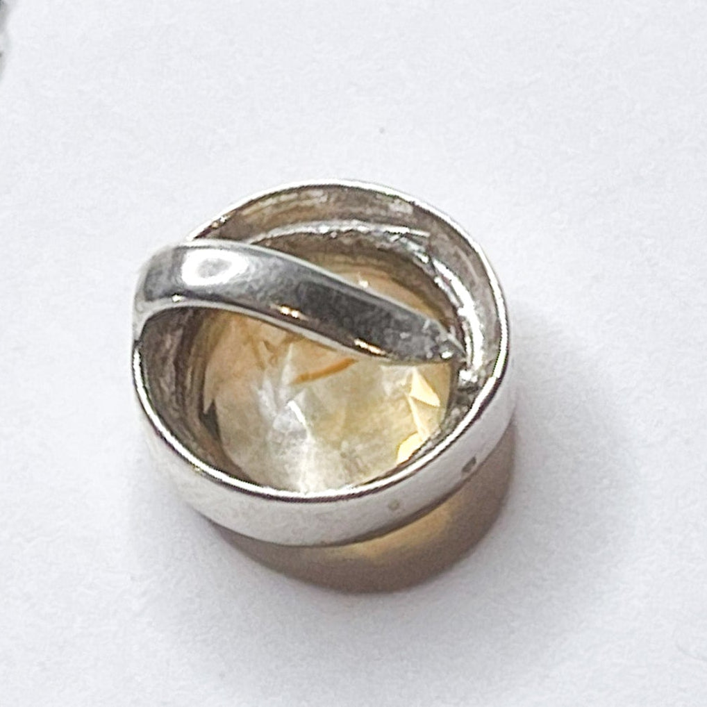 Button Charm - Citrine - Solid Sterling Silver