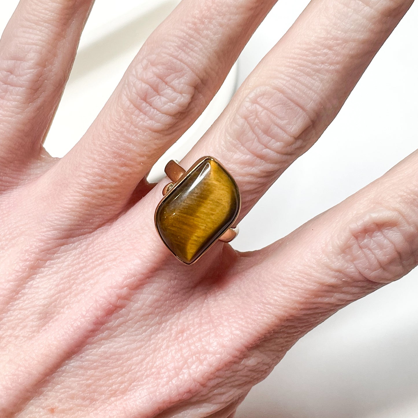 Tiger Eye Swish Alchemia Ring - Natural Hue of Blue, Red or Yellow