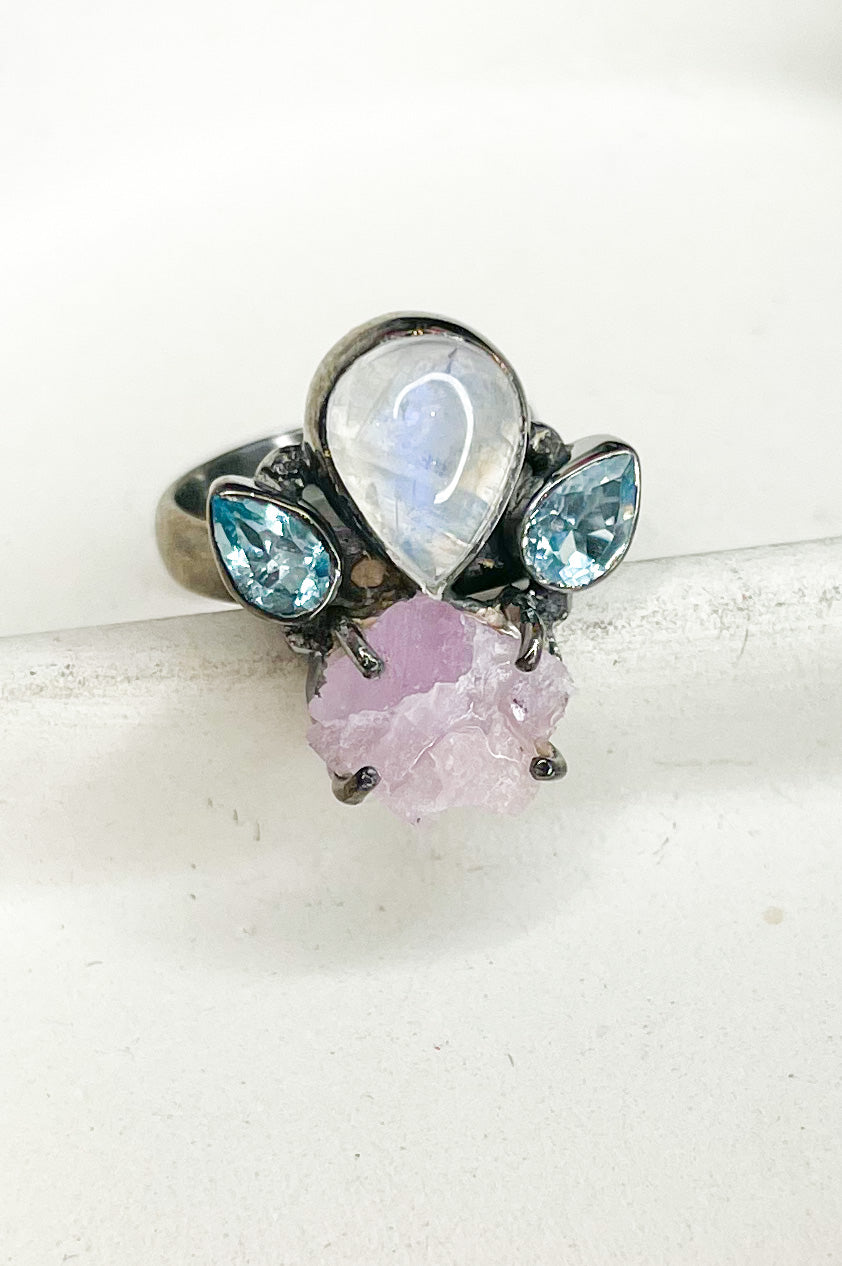 Rainbow Moonstone & Raw Multi Stone Collection - Solid Sterling Silver