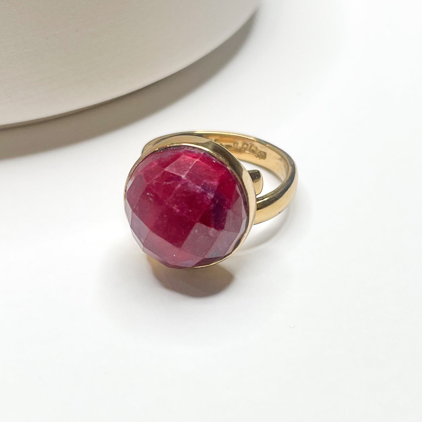Ruby Quartz Faceted Adjustable Ring-Alchemia