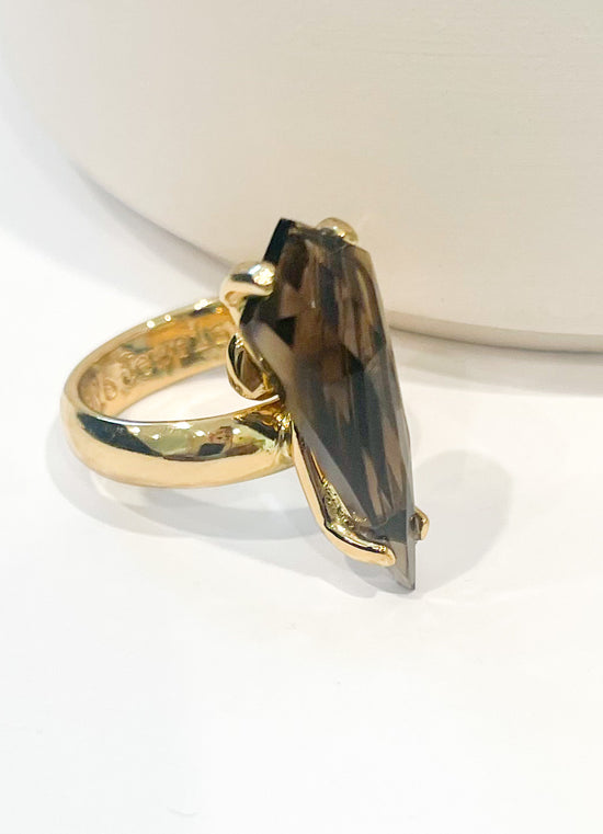 Gemstone Slender Kite Prong Ring - Both Metals