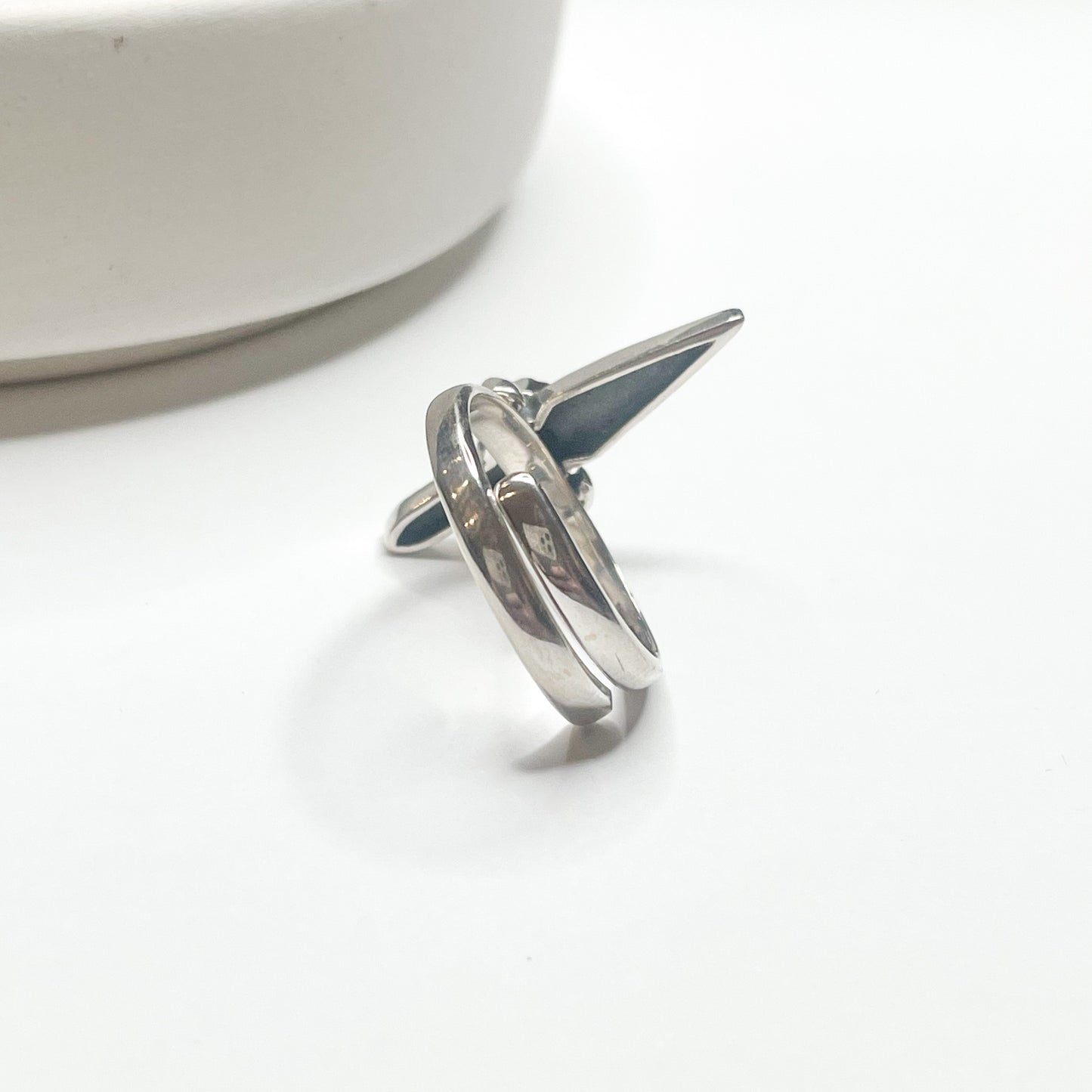Black Onyx Dagger Ring - Solid Sterling Silver