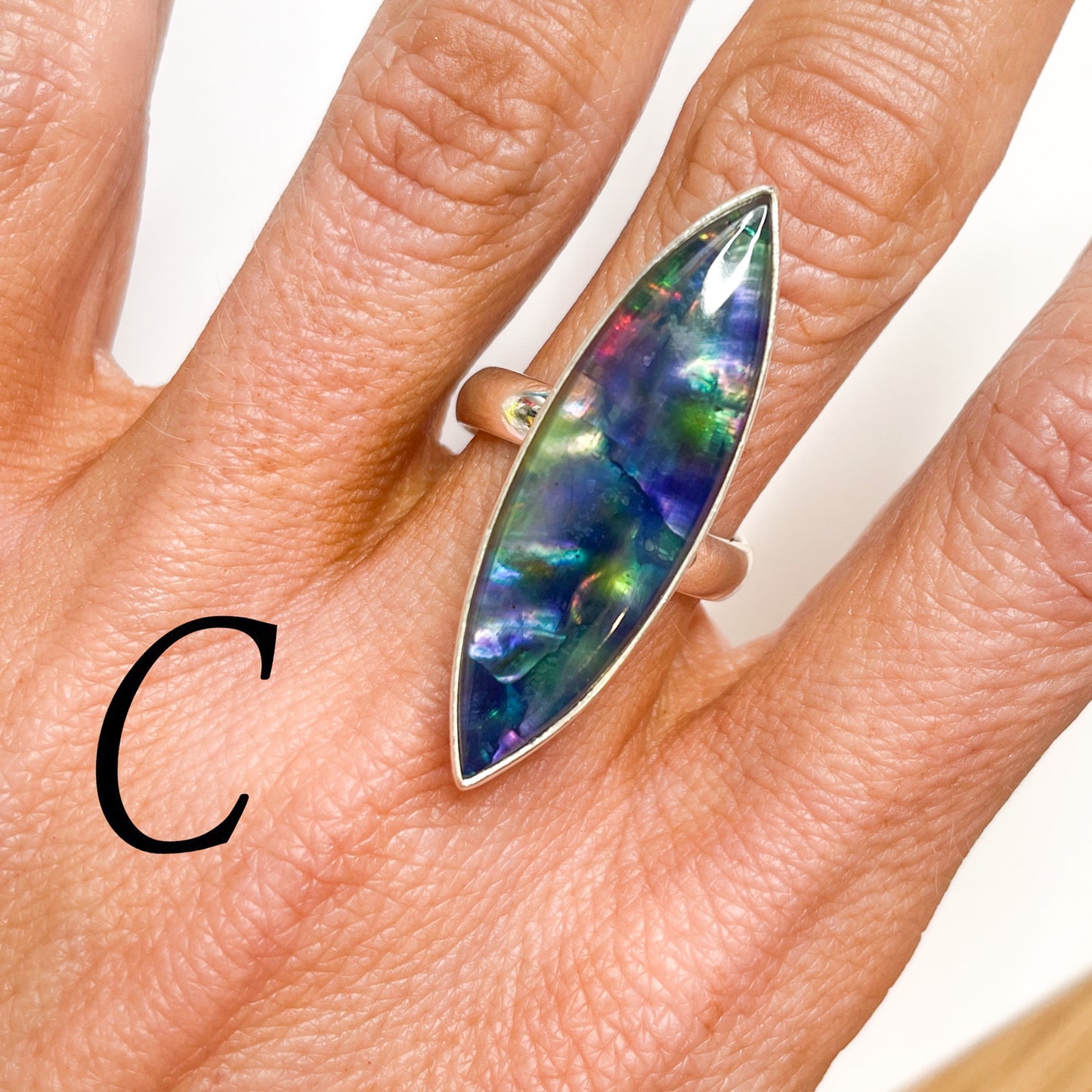 Ammonite Marquise Doublet Ring - Both Metals