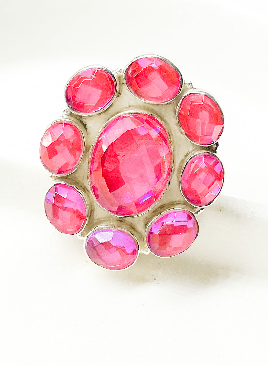 Mystical Flower Glass Ring - Solid Sterling Silver