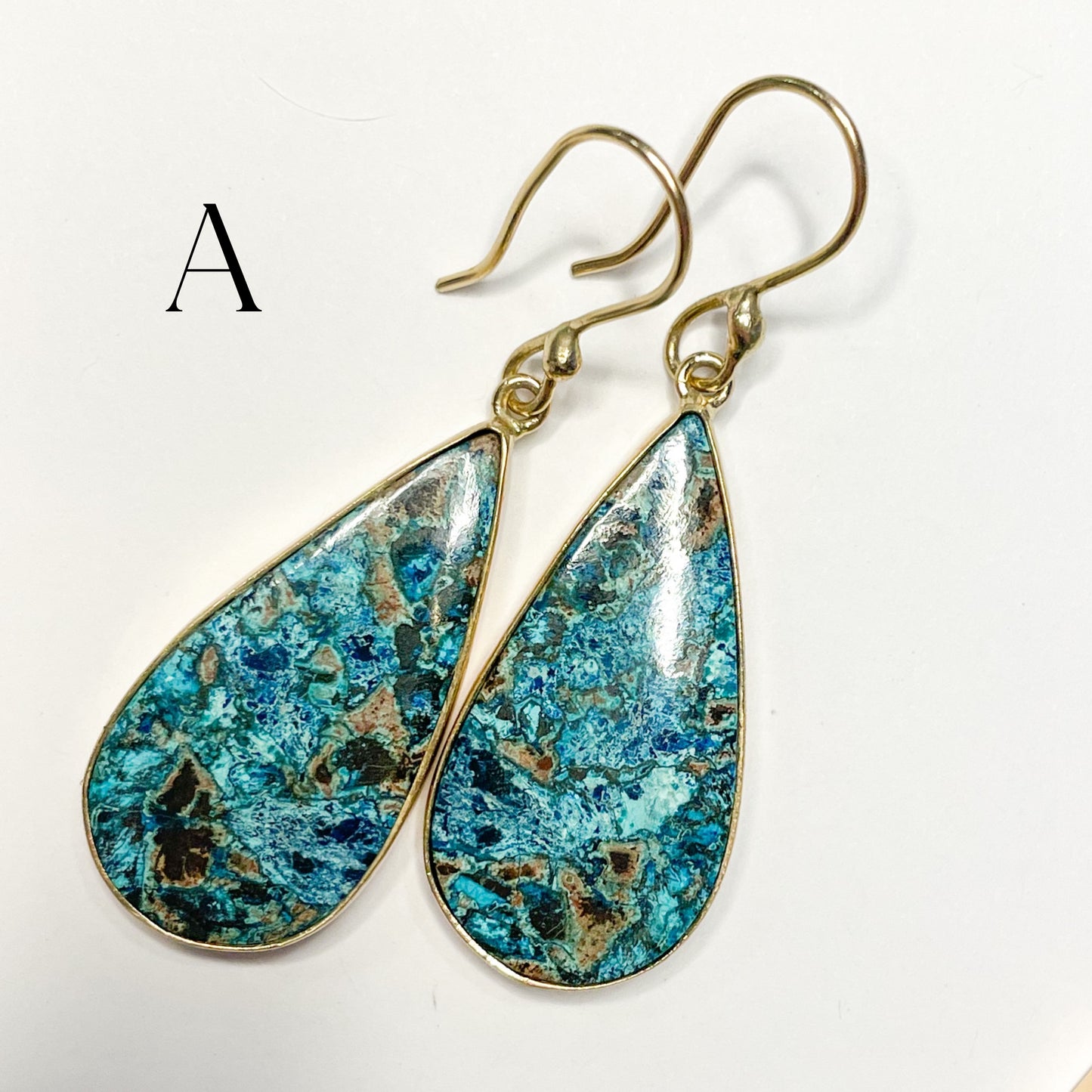 Shattuckite Azurite Dangle Earrings - Alchemia