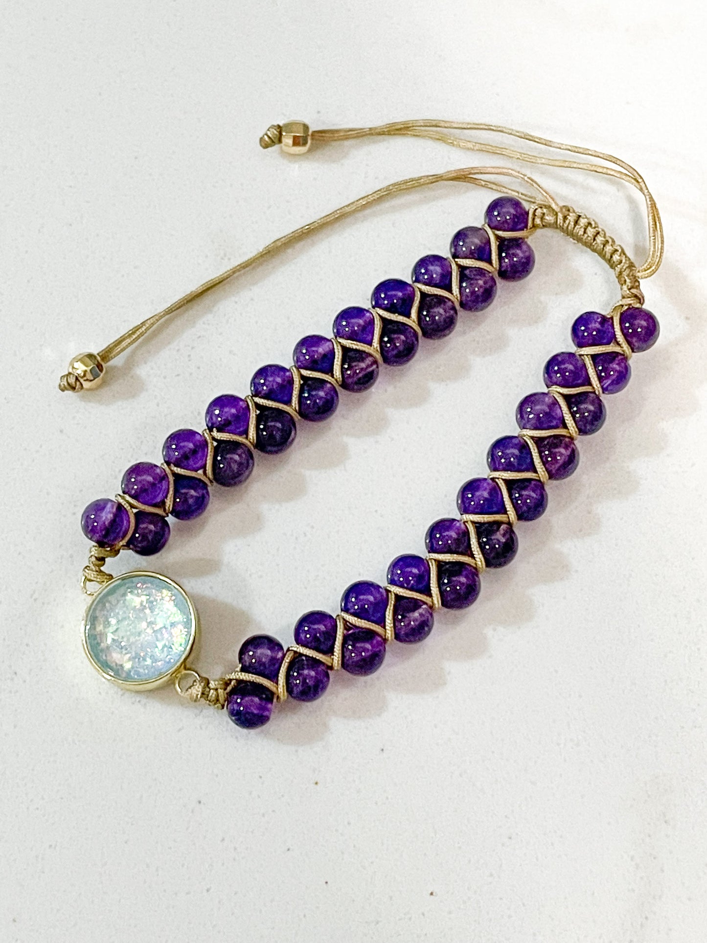 Load image into Gallery viewer, Amethyst &amp;amp; Opal Leather Wrap

