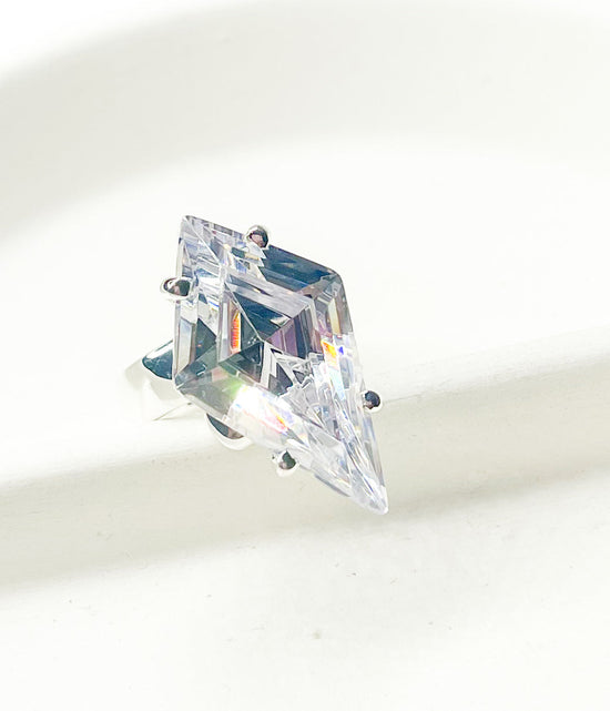 Colorful CZ Kite Prong Rings - Both Metals