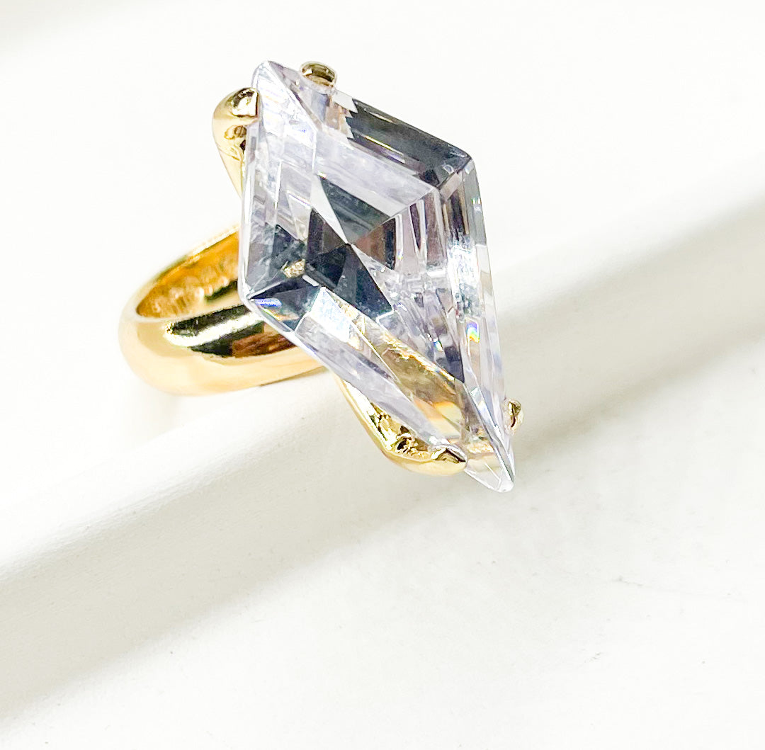 Colorful CZ Kite Prong Rings - Both Metals