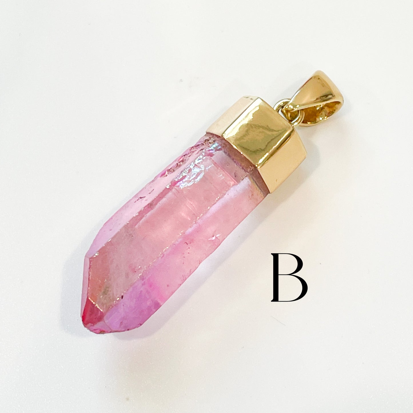 Chunky Pink Aura Quartz Point Pendant - Alchemia
