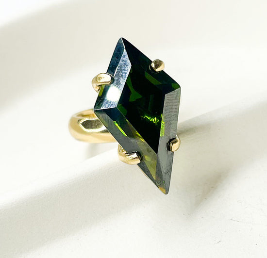 Colorful CZ Kite Prong Rings - Both Metals