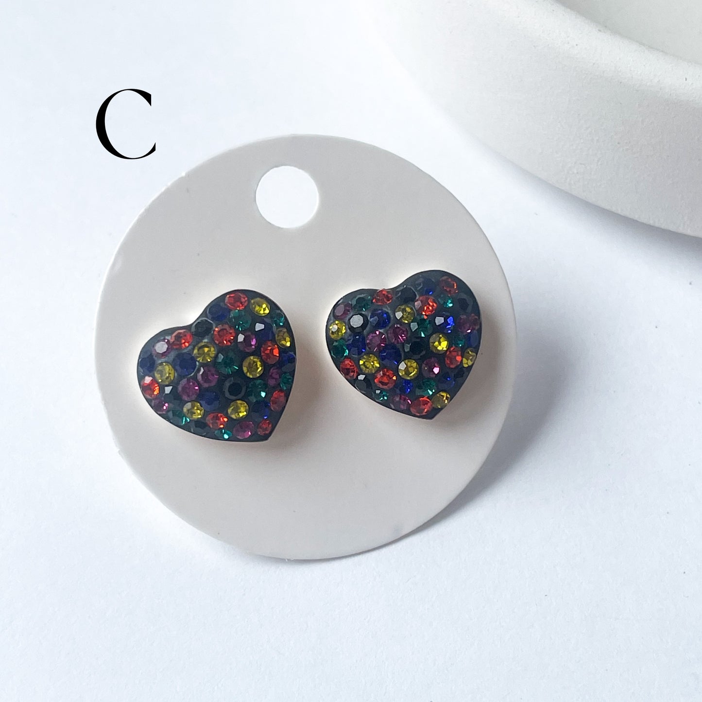 Mosaic Heart Studs - Solid Sterling Silver
