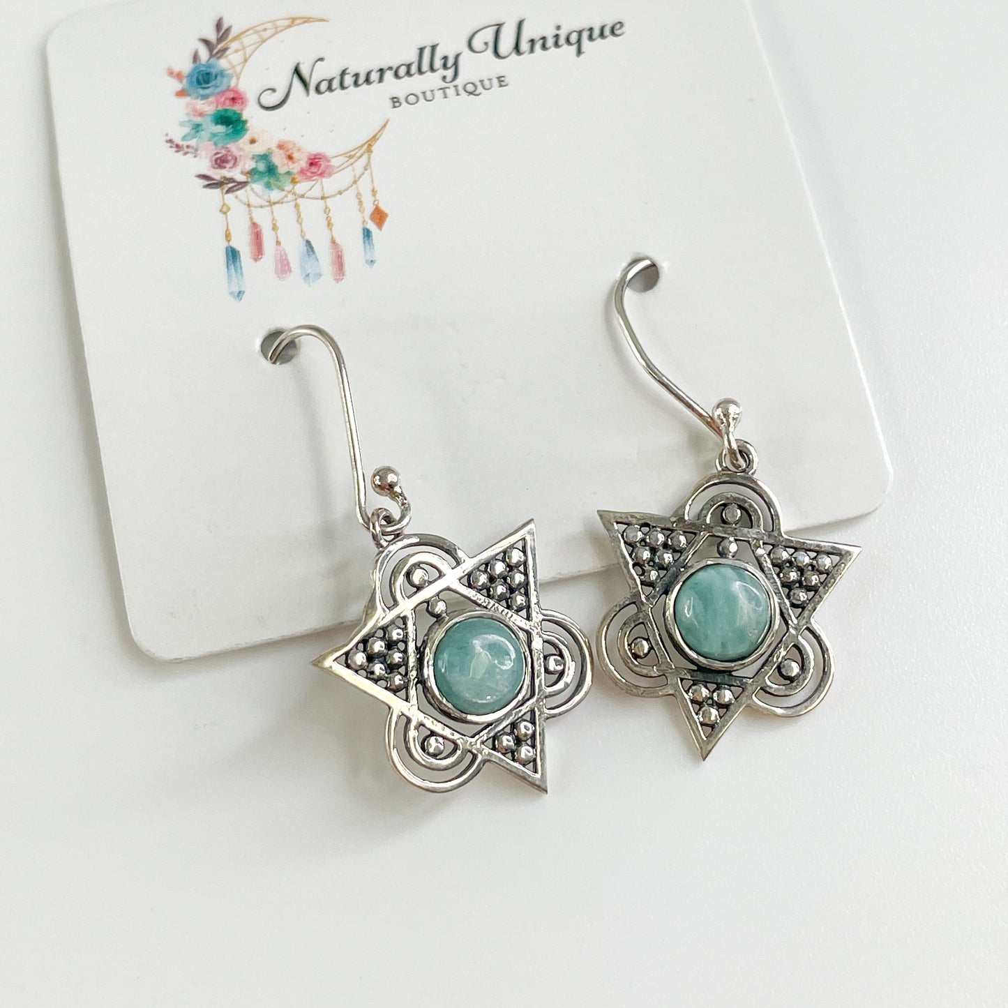 Natural Stone Boho Earrings - Solid Sterling Silver