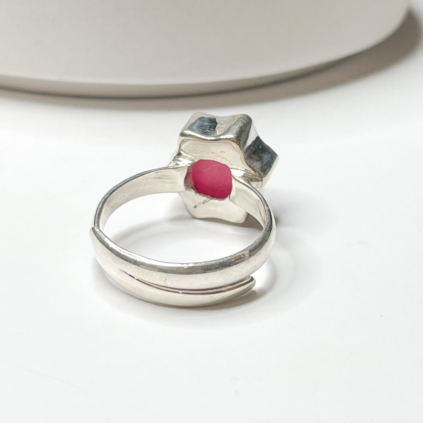 Pink Star Druzy Ring - Solid Sterling Silver