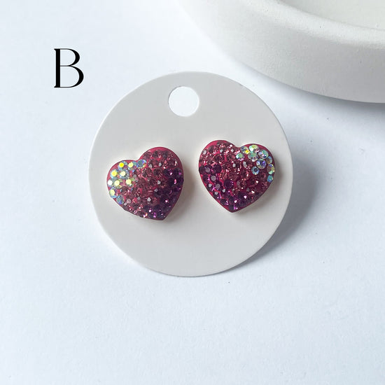 Mosaic Heart Studs - Solid Sterling Silver