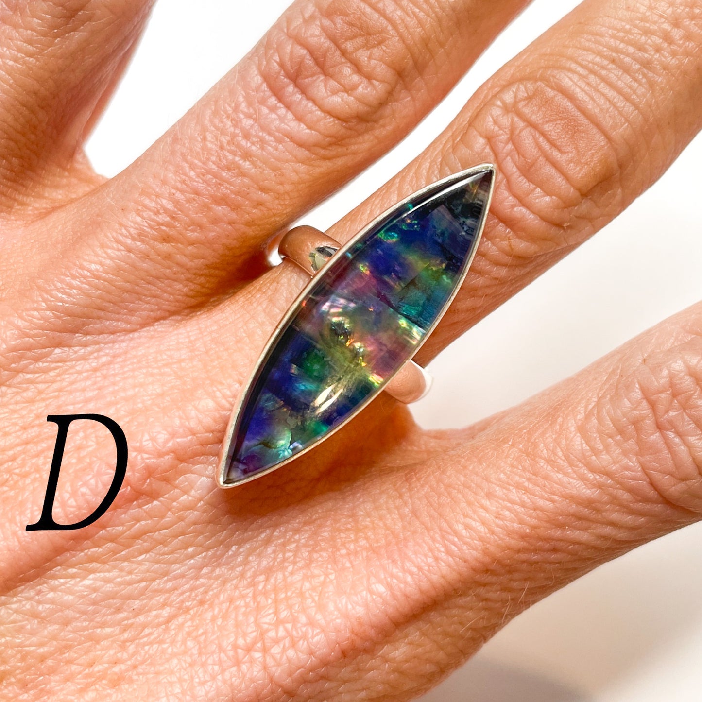 Ammonite Marquise Doublet Ring - Both Metals