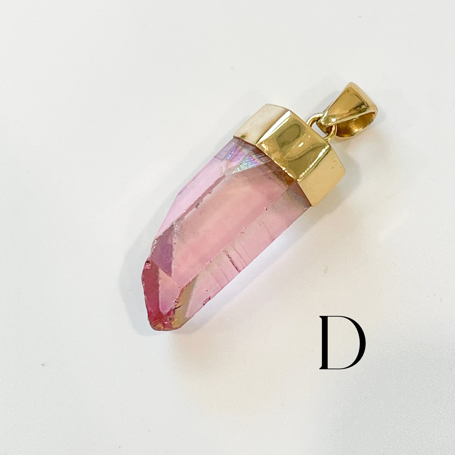 Chunky Pink Aura Quartz Point Pendant - Alchemia