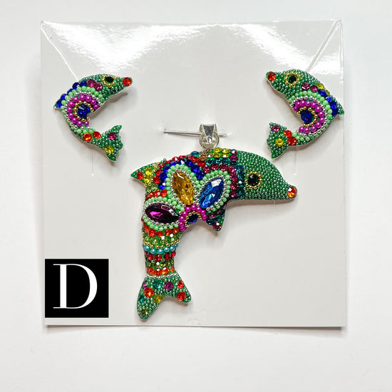Dolphin Mosaic - Solid Sterling Silver