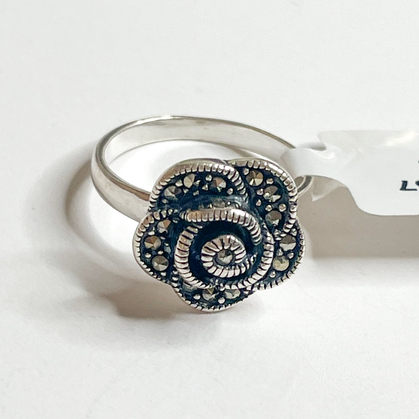 Marcasite Flower Ring - Solid Sterling Silver