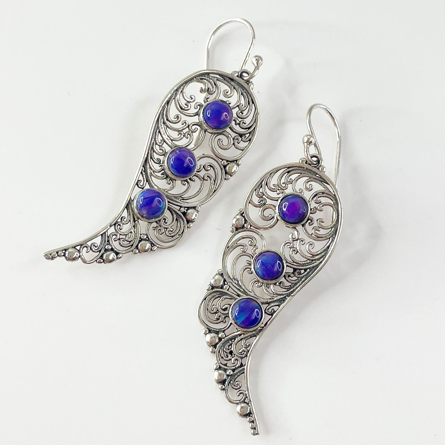 Galaxy Opal Angel Wing -  Solid Sterling Silver