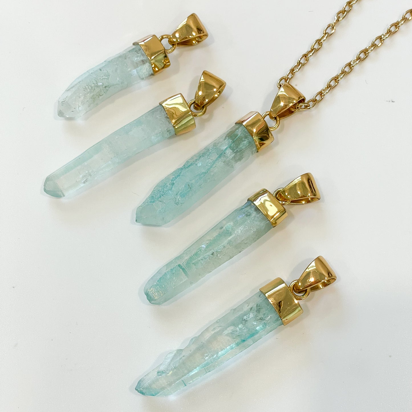 Blue Aura Quartz Point Pendant - Alchemia