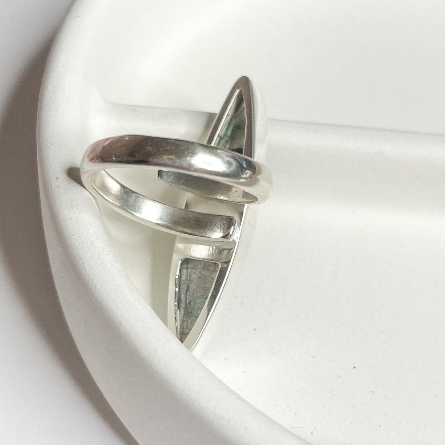 Faceted Slim Labradorite Ring - Solid Sterling Silver