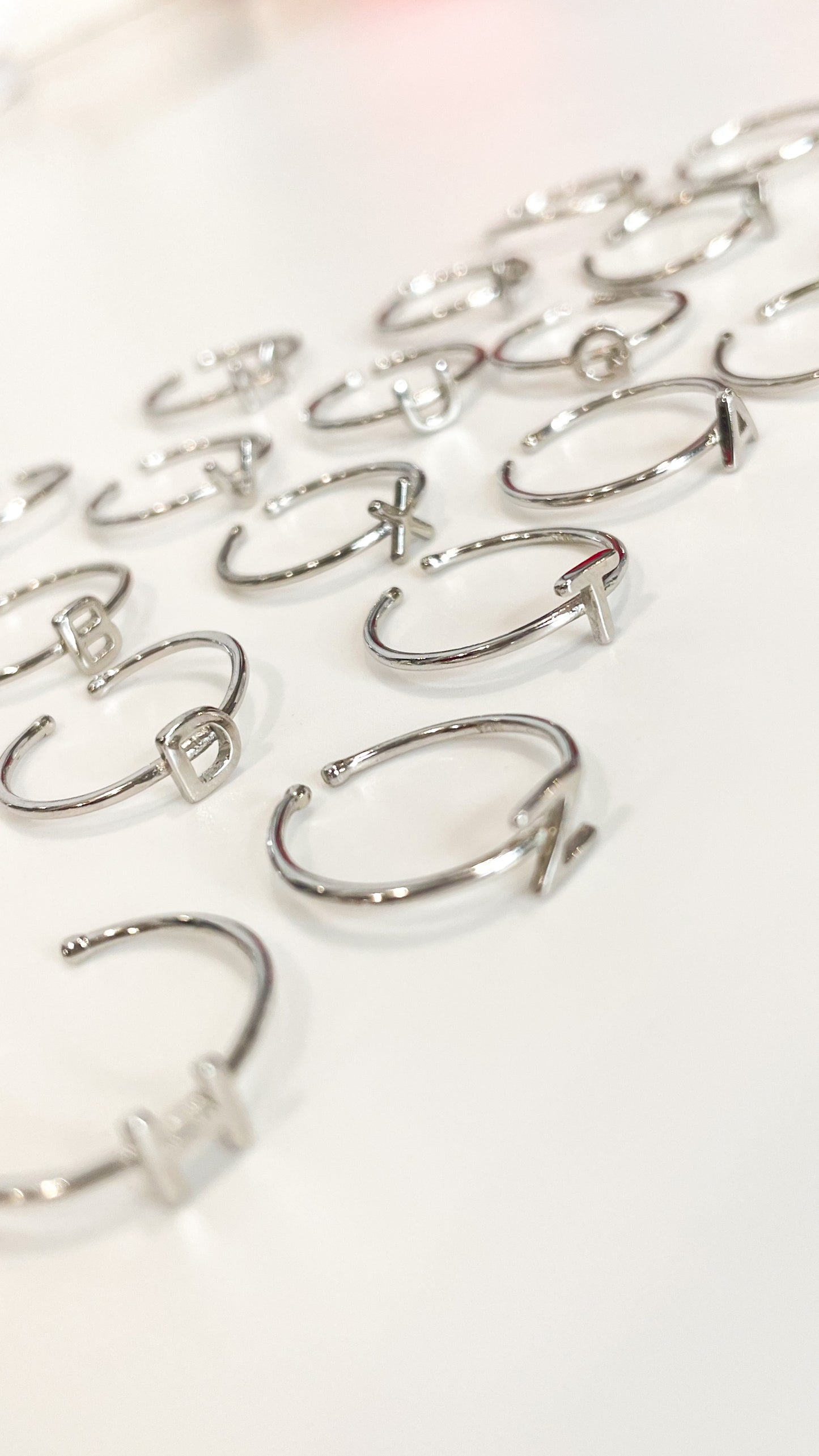 Dainty Initials Rings - Solid Sterling Silver