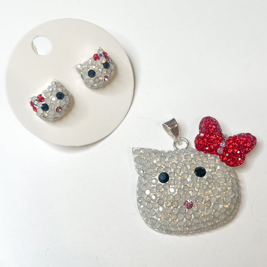 Mosaic Red Kitty Mouse - Solid Sterling Silver