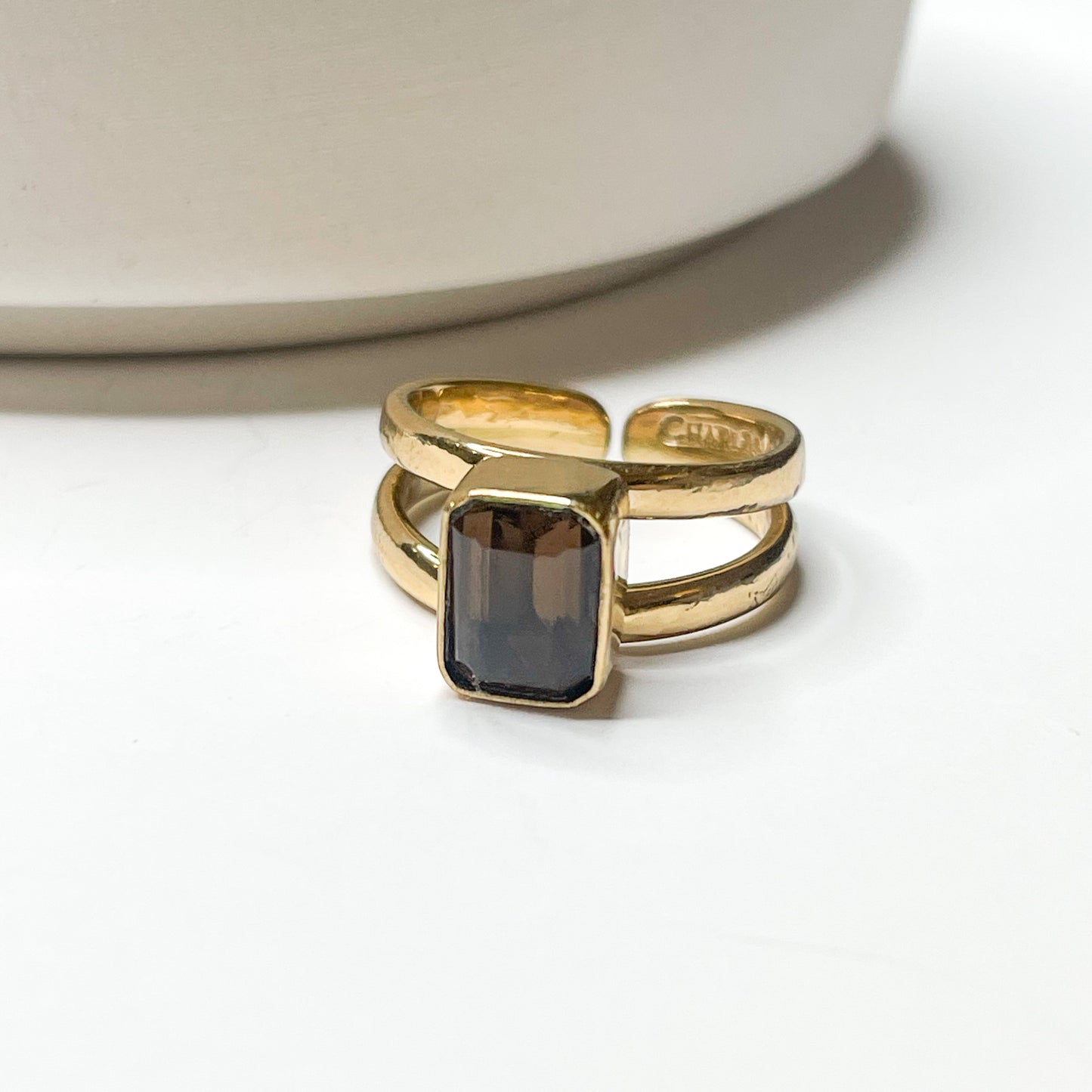 Smokey Quartz Double Band Ring - Alchemia