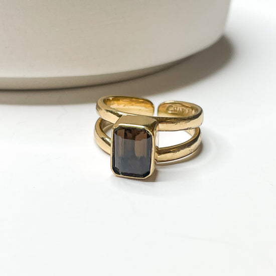 Smokey Quartz Double Band Ring - Alchemia