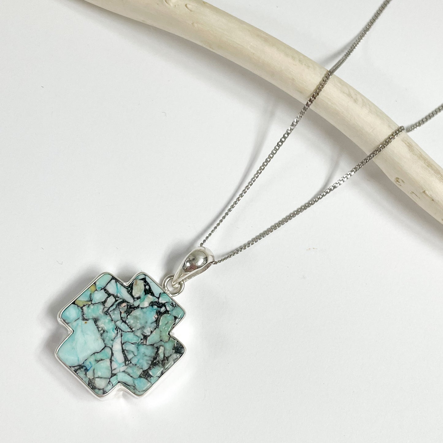 Chunky Cross Turquoise Ring  & Pendant - Both Metals